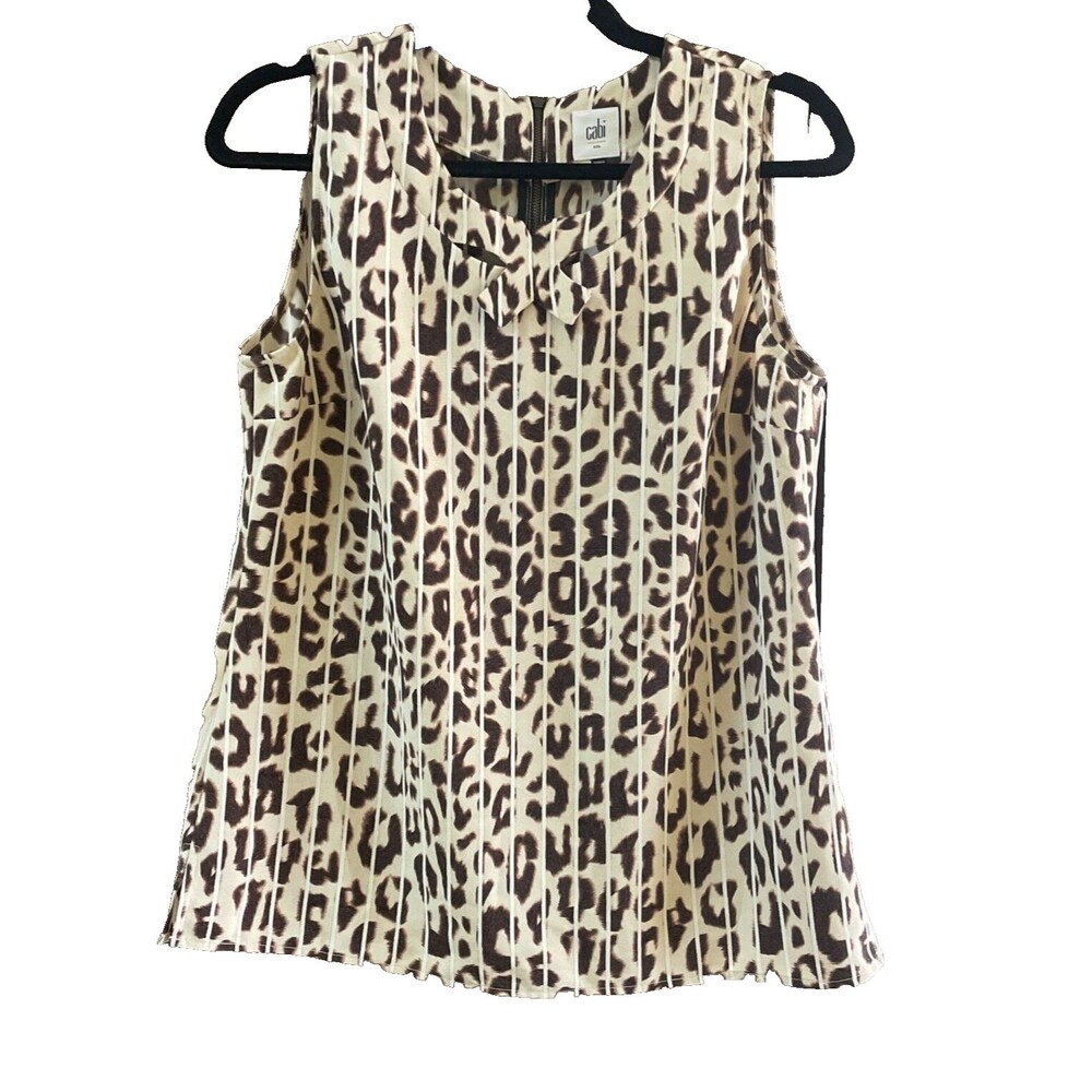 Cabi Ginger Leopard Print Sleeveless Top‎ Sz S Summer Blouse